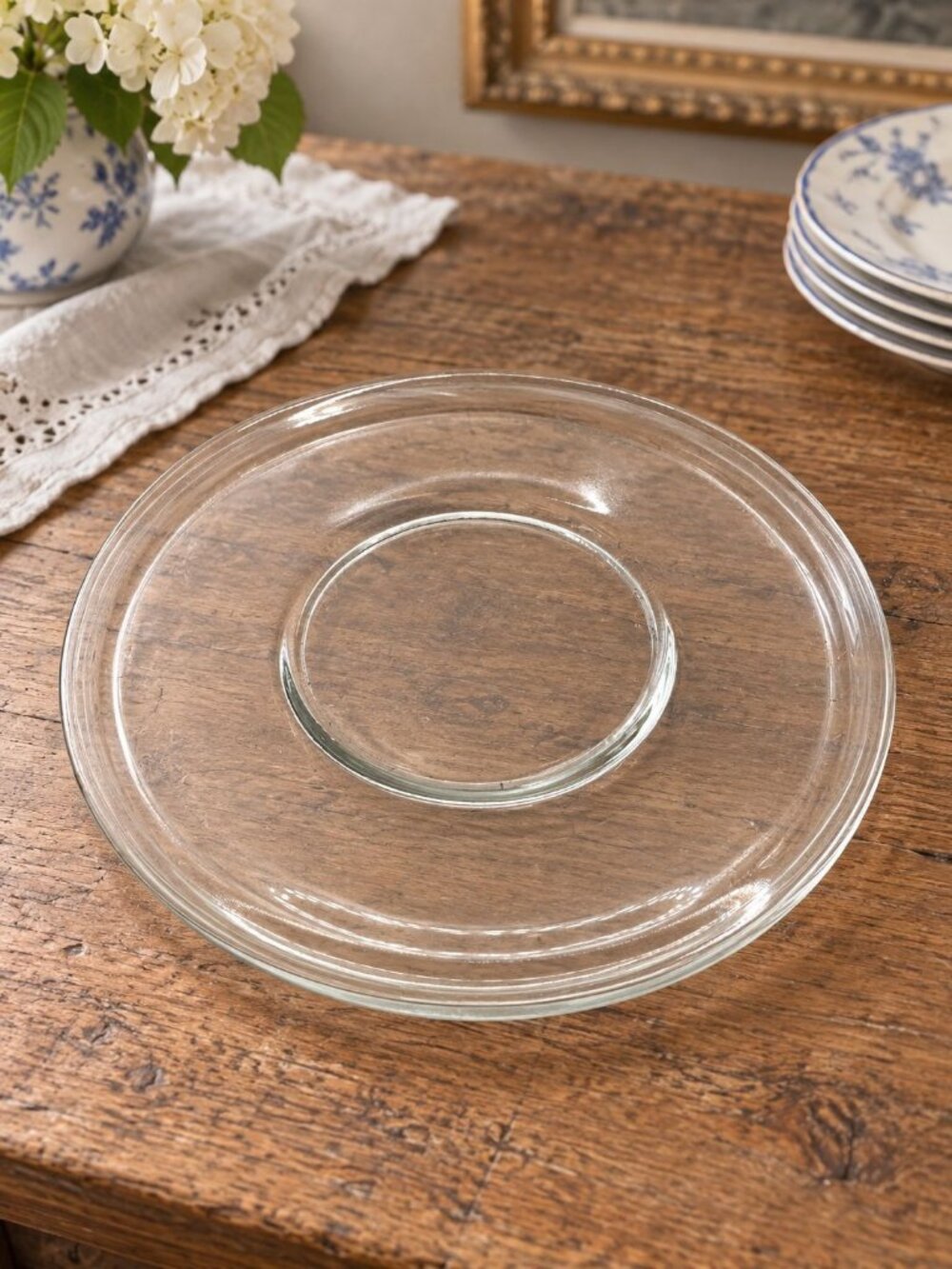 Clear Glass Round Saucer Plate 10-Inch Diameter Non-Microwaveable